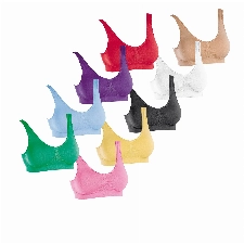 SLIMmaxx Damen Sport-BH 9er Set Größe 52/54 | Farben: 1x beige, gelb, helblau, lila, rosa, rot, schwarz, smaragd, weiß | Ohne störende Riegel, Klammern oder Haken, waschbar bei 30 °C