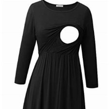 Smallshow Damen Schwangerschaftskleid Umstandsmode Kleide Umstandskleide Stillkleide Black M