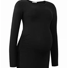 Smallshow Damen Umstandskleid Lange ärmel Umstandsmode Kleid,Black,M