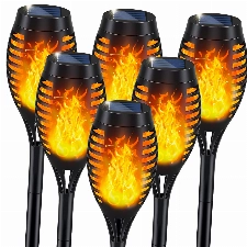 Solarlampen für Garten, 6Stück Solar Fackeln für Außen Flackernd, Flammeneffekt Solarleuchten, LED Gartenleuchten Gartenfackeln für Draußen für Balkon Deko GartenDeko