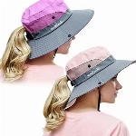 Sommerhut für Damen, UV-Schutz, breite Krempe, faltbar, Safari-Angelmütze - Violett - Einheitsgröße