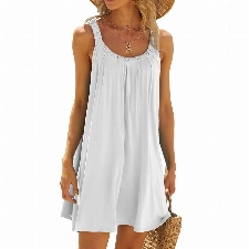 Sommerkleid Damen Kurz - Tank Trägerkleid Damen Minikleid - Ärmellos Tshirt Kleid Damen Bikini Cover Up Strandkleid Bedruckte Casual Urlaub Lockeres Kurze Sommerkleider Teenager Mädchen Mini Kleider