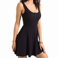 Sommerkleid Damen Sexy Ärmellos Kleid Kleider Sommer A Linie Swing Minikleider Elegant Strandkleider Kurz Freizeitkleid Vintage Schwarzes