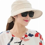 Sonnenhut Damen Sonnenschutz Strandhut mit Reißverschluss Sommerhut Breite Krempe Sonnenmütze Abnehmbar Kappe Frauen Faltbar Atmungsaktiv Mütze Visor Cap Outdoor Hut für Golf Reisen Wandern