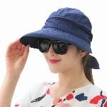 Sonnenhut Damen Sonnenschutz Strandhut mit Reißverschluss Sommerhut Breite Krempe Sonnenmütze Abnehmbar Kappe Frauen Faltbar Atmungsaktiv Mütze Visor Cap Outdoor Hut für Golf Reisen Wandern