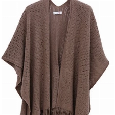 soul young Damen Stricken Stola Große Größen Warm Weich Poncho Shawl Cardigan Kimono(Braun)