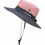 Sowift Frauen breite Krempe Pferdeschwanz Sonnenhut UV-Schutz Faltbare Fischerhut Outdoor Mesh Eimer Hut UPF 50+, rose, Einheitsgröße