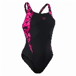 Speedo Damen Hyperboom Splice Muscleback Schwimmanzug, Schwarz/Rosa, 40/36 EU