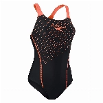 Speedo Damen Medley Logo Medalist Schwimmanzug, Schwarz/Rot, 46/42 EU