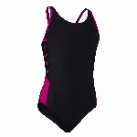Speedo M dchen Boom Logo Splice Muscleback One Piece Swimsuit, Schwarz/Electric Pink, 164 EU