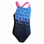 Speedo Mädchen Girls Digital Placement Splashback Swimsuit, Marineblau/Rose Violet/Blau Flame/Hellgelb/Lapisblau, 13-14 Jahre
