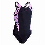 Speedo Mädchen Hyperboom Splice Muscleback Schwimmanzug, Marineblau/Miami-Lila/ Taffy Rosa, 13-14 Jahre