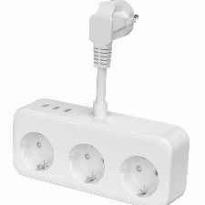Steckdosenleiste mit USB, Mehrfachsteckdose 3 Fach und 3 USB (5V/3.1A), 6 in 1 Steckdosenadapter mit 0.1M Kurz Kabel, Verteilersteckdose Steckerleiste Mehrfachstecker für Büro, Hause, Reisen, Weiß