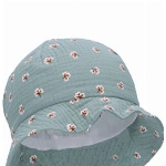 Sterntaler Baby Mädchen Hut Baby Sonnenhut Blumen - Baby Hut, Kopfbedeckung Baby Sommer, Sommerhut Baby - aus Baumwolle - dunkelgrün, 51