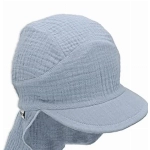 Sterntaler Unisex Schirmmütze mit Nackenschutz Musselin Sonnenhut, hellblau, 47