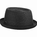 Stetson Dawson Black Pork Pie Herren - Sommerhut mit UV-Schutz 40 - Strandhut aus Papierstroh - Strohhut mit Flechtmuster - Sonnenhut Frühjahr/Sommer schwarz M (56-57 cm)