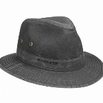 Stetson Organic Cotton Traveller Hut Herren - Stoffhut aus Bio-Baumwolle - Travellerhut mit UV-Schutz 40+ - Nachhaltiger Baumwollhut - Sonnenhut Frühjahr/Sommer schwarz L (58-59 cm)