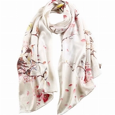 STORY OF SHANGHAI Seidenschal Damen 100% Seide, 20+ Bunte Luxuriöse Schals, Warm & Weich, als Stola Seidentuch Halstuch Pashmina - 53 * 170 cm Vogel