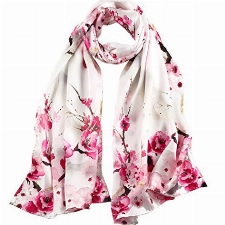 STORY OF SHANGHAI Seidenschal Damen 100% Seide, 20+ Bunte Luxuriöse Schals, Warm & Weich, als Stola Seidentuch Halstuch Pashmina - 53 * 170 cm Strauch-Pfingstrose