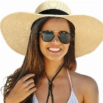 Strandhüte für Damen, Faltbare Sonnenhüte für Frauen mit UV-Schutz, Floppy Strohhut für Frauen, Boho breitkrempige Hüte für Frauen, modische Sommerhüte für Frauen für Reisen Wandern Gartenarbeit