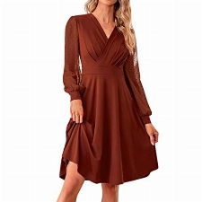 Strandkleid Damen Braun Kleid Damen, Abendkleider Lang Pailettenkleider Für Elegante Kleider Satin Kleid Strickkleid Sommer Kleid Lang Festlich Elecenty Sommerkleid Kleid Mit (Braun,L)