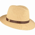 Strohhut Bogarthut Sommerhut Sonnenhut aus 100% Papier knautschbar Besonders Leicht, Flexibel, Hautfreundlich Bequem Beige Kunstlederband, XL