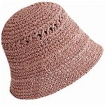 Sun Kea Schlapphut aus Stroh, Sonnenhut mit UV-Schutz, Fischerhut, Sommer, Strand, Reisen, handgewebt, gehäkelt., rose, Einheitsgröße