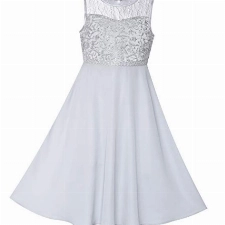 Sunny Fashion Mädchen Kleid Grau Chiffon Brautjungfer Maxi Ball Kleid Gr. 158