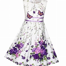Sunny Fashion Mädchen Kleid Lila Schmetterling Blume Trägerkleid Party Gr. 128-134, Size: 9-10