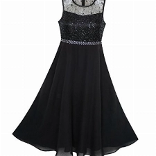 Sunny Fashion Mädchen Kleid Strass Chiffon Brautjungfer Tanzen Ball Maxi Kleid Gr. 146