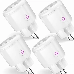 SURFOU WLAN Steckdose 16A, Smart Plug kompatibel mit Alexa, Google Assistant, Sprachsteuerung, Stromverbrauch Messen, Zeitschaltuhr, APP Fernsteuerung, 2,4GHz, 4 PCs, Weiß, Mini