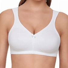 SUSA BH ohne Bügel 90E Weiß BH mit doppelten, gemoldeten Cups & zusätzlichen Form gebenden Stützblenden Bügelloser BH mit breiten Trägern