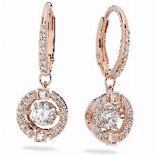 Swarovski Sparkling Dance Ohrringe, Rund, Weiss, Roségold-Legierungsschicht
