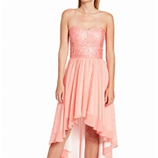 Swing Damen Ballkleid mit hinten abfallendem Saum, Maxi, Einfarbig, Gr. 38, Orange (coral 7777)