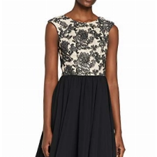 Swing Damen knielanges Kleid mit Blumenverzierung, Gr. 36, Mehrfarbig (pastellorange/schwarz 7910)