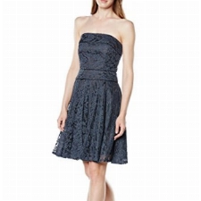 Swing Damen Schulterfreies Cocktailkleid mit zarter Blumenspitze, Gr. 44, Grau (granitgrau 130)