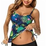 Sykooria Tankini Damen Bademode Hawaii Blume Zweiteiliger Badeanzug Push up Bauchweg Oberteil mit Shorts Tankini Set Geeignet für Meer und Strand