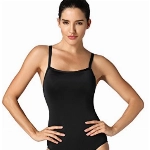 SYROKAN Damen Sport Badeanzug One Piece Trainings Profi Einteiler Bademode mit Cups Schwarz 32