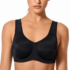 SYROKAN Damen Starker Halt Sports BH Große Brüste mit Bügel für Große Größen Schwarz 100F