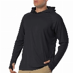 TACVASEN Herren Sonnenschutz Hoodie Sommer Atmungsaktiv Langarmshirts UPF 50+ mit Kapuze, Schwarz, XXL
