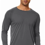 TACVASEN Herren Sonnenschutz Langarm Herrenshirts Joggingshirts Sport Lange T-Shirts Sommershirts, Dunkelgrau, XXL