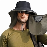 TAGVO Sonnenhut Herren mit Nackenschutz UPF50+ UV-Schutz Atmungsaktive Anglerhut mit Breiter Krempe Faltbar Schnell Trocknende Fischerhut Safari Buschhüte Wanderhut Gartenhut for Wandern Camping