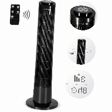 TECVANCE Tower Fan BASIC Neueste Version - Säulenventilator mit Fernbedienung, Turm Ventilator leise & 90° oszillierend, Boden Standventilator mit Timer, 76 cm x 24 cm, Schwarz