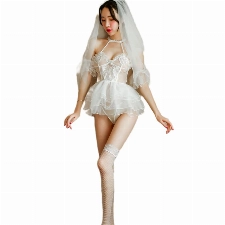 Temptshow Cosplay Sexy Braut Hochzeitskleid Chiffon Netz Dessous (Puffy Prinzessin Kleid) Weiß