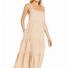 The Drop Damen Britt Maxi-Zeltkleid im Stufendesign, Ingwer, M