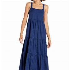 The Drop Damen Britt Maxi-Zeltkleid im Stufendesign, Marineblau, XL