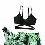 TiaoBug Mädchen Kinder Tankini Bikini Set Sport Badeanzug Zweiteiler Bademode Leopardenmuster Top und Kurze Hose Shorts Turnanzug Tanz Gymnastik Bade Bekleidung 116-164 Grün J 158