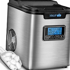 tillvex Eiswürfelmaschine Edelstahl 12 kg - 24 h | Eiswürfelbereiter mit Timer und 2,2 Liter Wassertank | Ice-Maker LCD-Display & Selbstreinigungsfunktion | 3 Eiswürfel Größen (Silber)