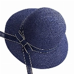 TININNA Damen Frauen Stroh Faltbarer Sommerhut Bowknot Sonnenhut Strandhut Sommer Hut Damen Frauen Sonnenhuete Strand Huete Kappe Sandstrand Sonnenhüte Strohhut (Marine Blau) EINWEG Verpackung