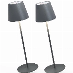 Tischlampe Kabellos 2Stück Dimmbare Touch Control Led Tischlampe Akku mit Warmweiß 8 Farben Outdoor Tischlampe wasserdicht für Ihr Haus Garten Esstisch Schlafzimmer Arbeitszimmer Balkon Hotel(A/Grau)